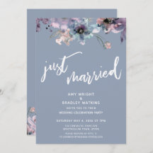 Dusty Blue Painted floral Just Married Empfang