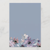 Dusty Blue Painted Floral Wir Got Verheirateten Em Einladung (Rückseite)