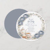 Dusty Blue Palette Tea Party Bridal Shower Einladung (Vorne/Hinten)