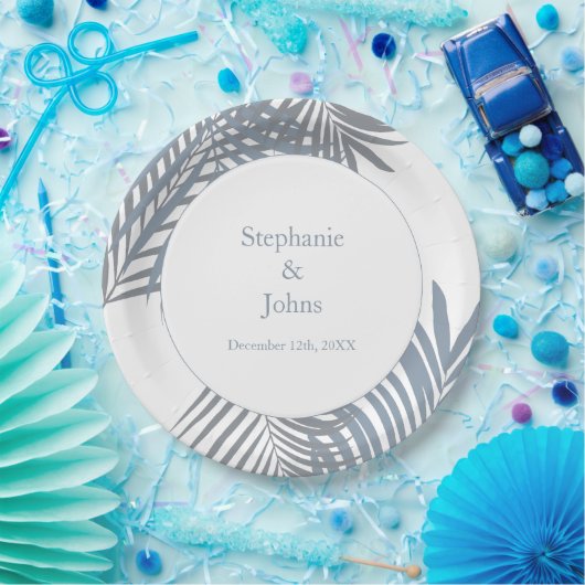 Dusty Blue Palm Blätter Parco Civico-Ciani Pappteller (Party)
