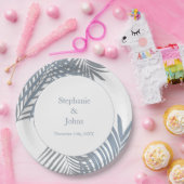 Dusty Blue Palm Blätter Parco Civico-Ciani Pappteller (Party)