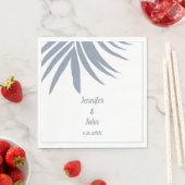 Dusty Blue Palm Leaf Beach Tropical Wedding Serviette (Beispiel)