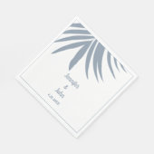 Dusty Blue Palm Leaf Beach Tropical Wedding Serviette (Ecke)