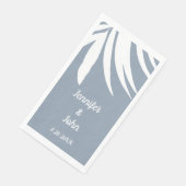 Dusty Blue Palm Leaf Beach Tropical Wedding Serviette (Ecke)