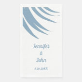 Dusty Blue Palm Leaf Tropical Beach Hochzeit Serviette (Vorderseite)