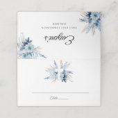 Dusty blue pampas floral first holy communion platzkarte (Außenseite Aufgefaltet)