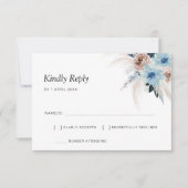 Dusty Blue Pampas floral RSVP card (Vorderseite)