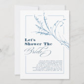 Dusty Blue Pampas Grass Boho Brautparty Foto Einladung (Vorderseite)