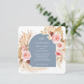 Dusty Blue Pampas Grass Boho Floral Square Einladung (Stehend Vorderseite)