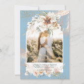 Dusty Blue Pampas Grass Floral FOTO DANKEN Dankeskarte (Vorderseite)