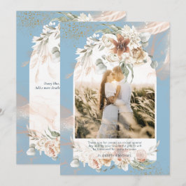 Dusty Blue Pampas Grass Floral FOTO DANKEN Dankeskarte