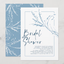 Dusty Blue Pampas Grass Modern Boho Brautparty Einladung