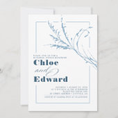 Dusty Blue Pampas Grass Moderne Probe Abendessen Einladung (Vorderseite)