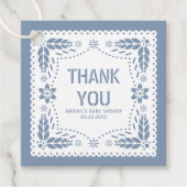 Dusty blue papel picado Danke You Baby Boy Shower Geschenkanhänger (Vorderseite)