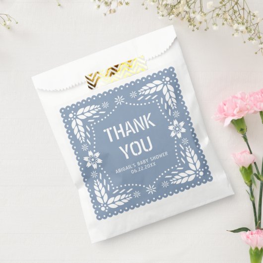 Dusty blue papel picado Danke You Baby Boy Shower Geschenktütchen (Versiegelt)