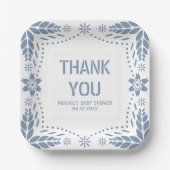 Dusty blue papel picado Danke You Baby Boy Shower Pappteller (Vorderseite)