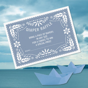 Dusty blue papel picado Kinderdusche Windelwindung Begleitkarte