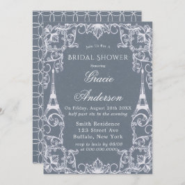 Dusty Blue Paris Frankreich Bridal Dusche Einladun Einladung