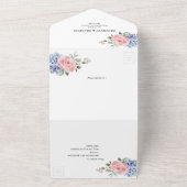 Dusty Blue Pastel Pink Hydrangeas Blumenzehen All In One Einladung (Außenbereich)