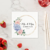 Dusty Blue Pastel Pink Hydrangeas Blumenzehen Serviette (Beispiel)