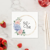 Dusty Blue Pastel Pink Hydrangeas Blumenzehen Serviette (Beispiel)