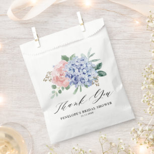 Dusty Blue Pastel Pink Hydrangeas Brautparty Geschenktütchen