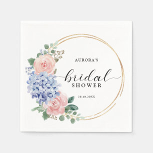 Dusty Blue Pastel Pink Hydrangeas Brautparty Serviette