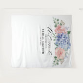 Dusty Blue Pastel Pink Hydrangeas Brautparty Wandteppich (Vorderseite (Horizontal))