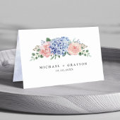 Dusty Blue Pastel Pink Hydrangeas Gast Name Tischnummer
