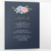 Dusty Blue Pastel Pink Hydrangeas Wedding Tri-Fol Dreifach Gefaltete Ankündigung (Innen Erste Seite)
