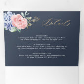 Dusty Blue Pastel Pink Hydrangeas Wedding Tri-Fold Dreifach Gefaltete Ankündigung (Innen Erste Seite)