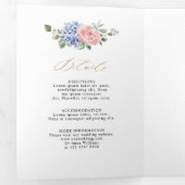 Dusty Blue Pastel Pink Hydrangeas Wedding Tri-Fold Dreifach Gefaltete Ankündigung (Innen Erste Seite)