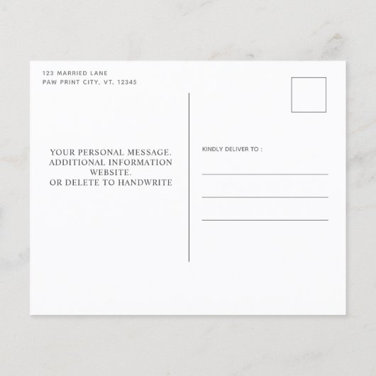 Dusty Blue Paw Print Save the Date Postcard (Rückseite)