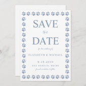 Dusty Blue Paw Prints Wedding speichern das Datum Einladung (Vorne/Hinten)