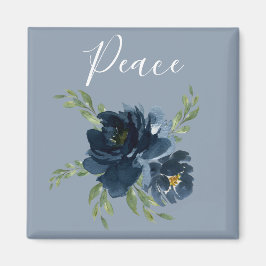 Dusty Blue Peace Script Watercolor Moderne Elegant Magnet