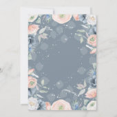 Dusty Blue Peach and Rose Floral Geburtstagsparty Einladung (Rückseite)
