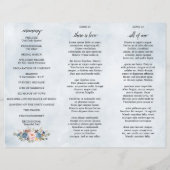 Dusty Blue Peach Blush Botanical Wedding Programm (Rückseite)