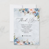 Dusty Blue Peach Blush Botanisches Brautparty Dankeskarte (Vorderseite)