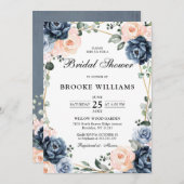 Dusty Blue Peach Blush Geometric Brautparty Inv Einladung (Vorne/Hinten)