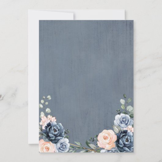 Dusty Blue Peach Blush Geometric Floral Wedding Sa Save The Date (Rückseite)