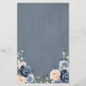 Dusty Blue Peach Blush Geometric Wedding Menu (Rückseite)