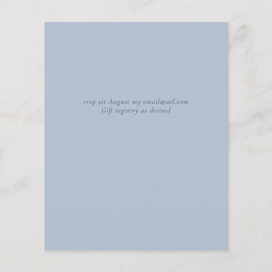 Dusty Blue Peach BOHO Einladung Hochzeit (Rückseite)