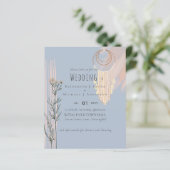 Dusty Blue Peach BOHO Einladung Hochzeit (Stehend Vorderseite)