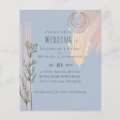 Dusty Blue Peach BOHO Einladung Hochzeit (Vorderseite)