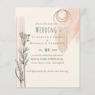 Dusty Blue Peach BOHO Einladung Hochzeit Flyer