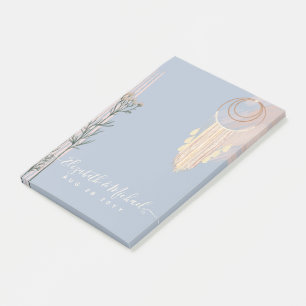 Dusty Blue Peach Boho Wedding Post-it Klebezettel