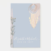 Dusty Blue Peach Boho Wedding Post-it Klebezettel (Vorderseite)