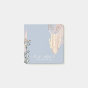 Dusty Blue Peach Boho Wedding Post-it Klebezettel