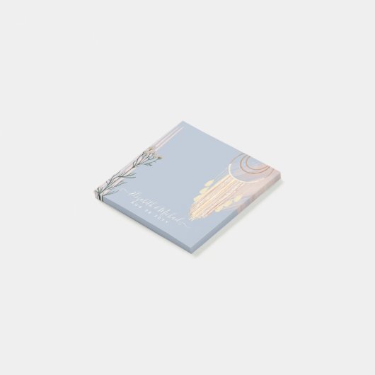 Dusty Blue Peach Boho Wedding Post-it Klebezettel (angewinkelt)