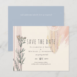 Dusty Blue Peach BOHO Wedding Save the Dates